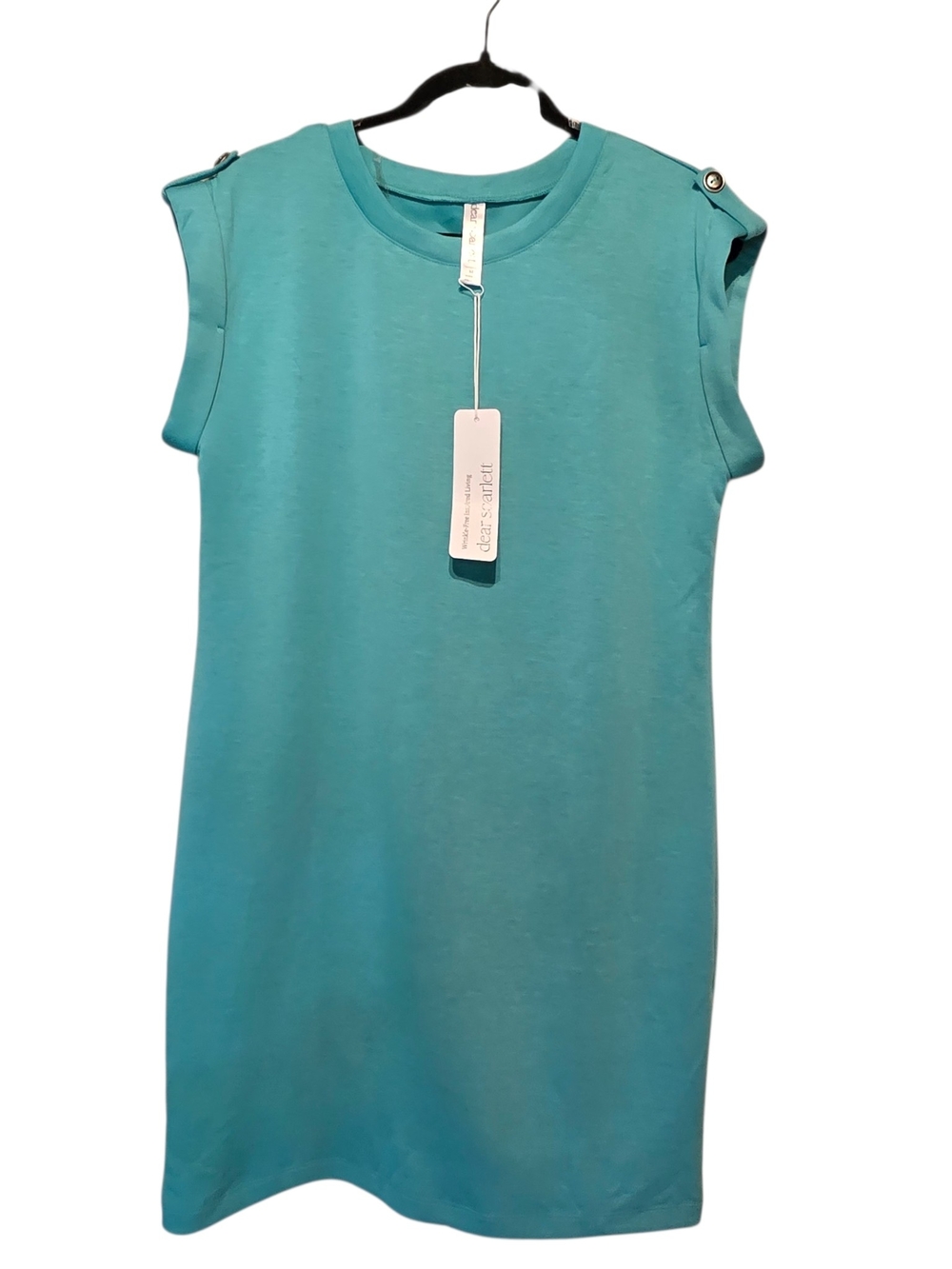 Women's Teal Midi Dress with Shoulder Button Detail